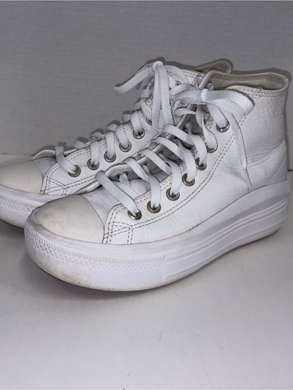 Converse White Women's High-Top Platform Sneakers - Picture 2 of 5
